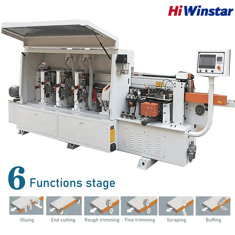 Woodworking Furniture PVC ABS Veneer Double Trimming 6 Functions Edge Banding Machine Full Automatic Auto Edge Bander Machine